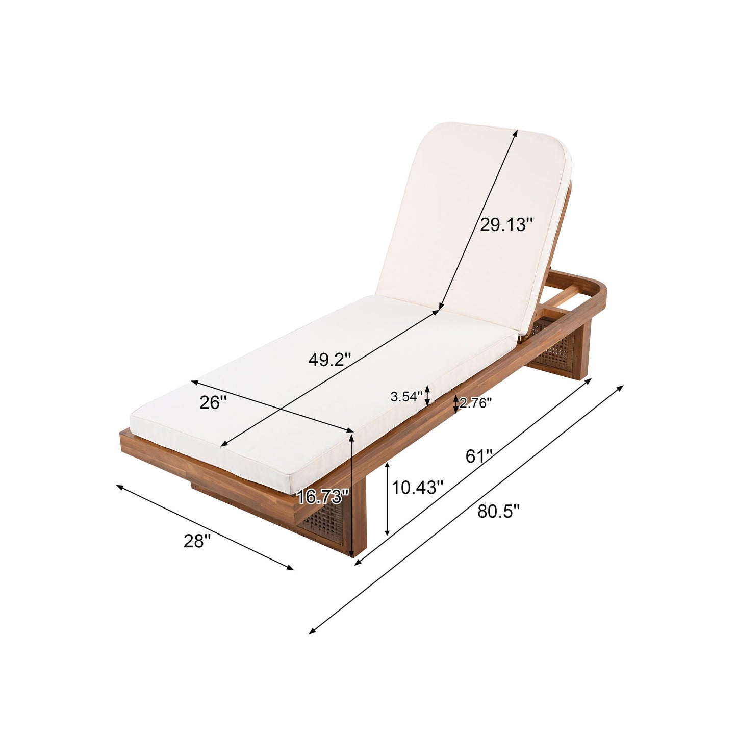 Coastal Luxe Teak Adjustable Chaise Lounge