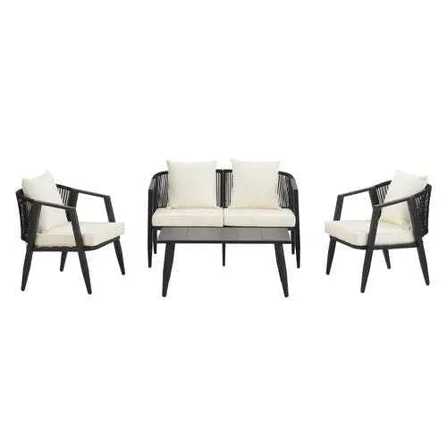 Coastal Lux Noir 4pc outdoor lounge set