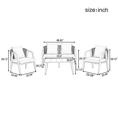 Coastal Lux Noir 4pc outdoor lounge set