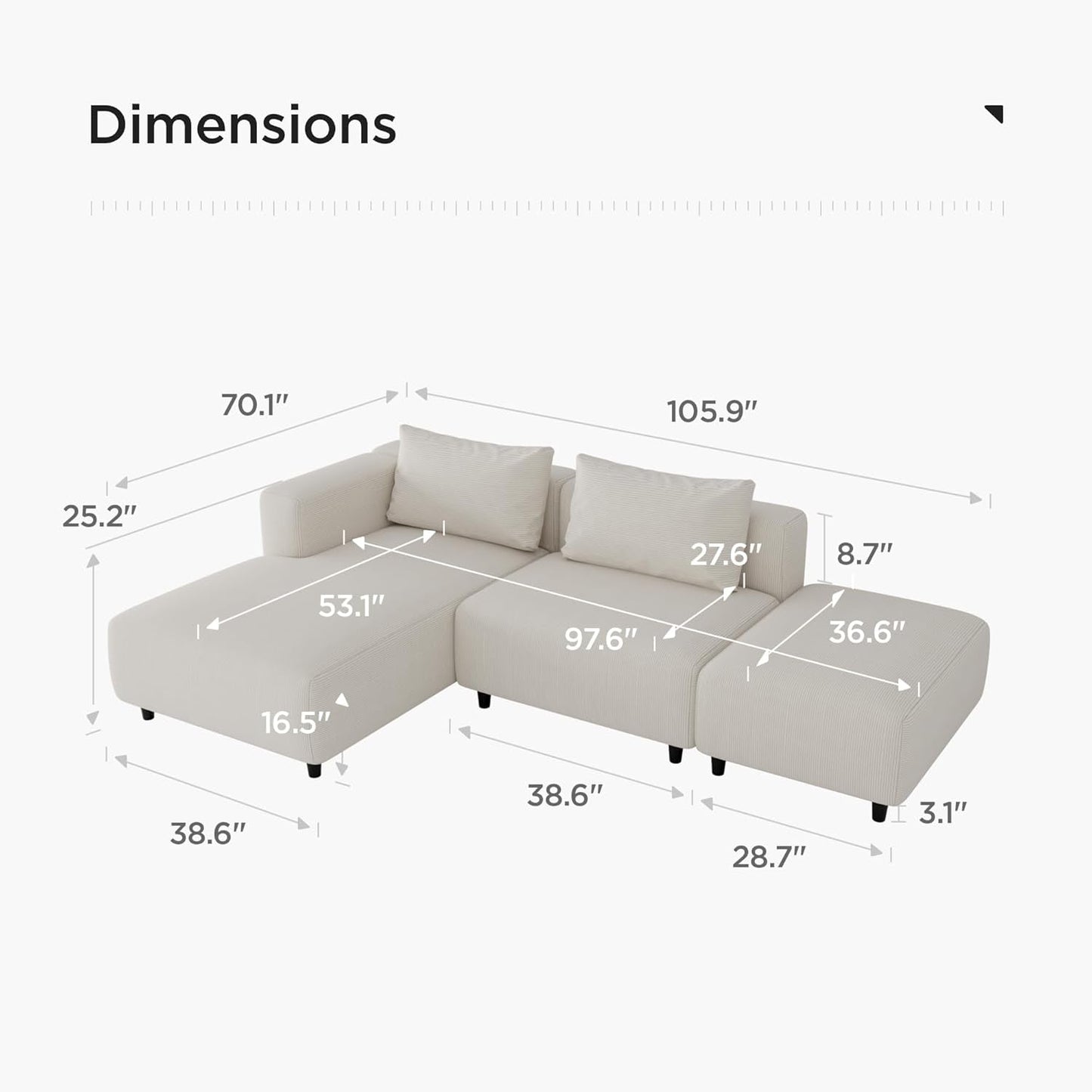 The Virelle Corduroy Modular Sectional