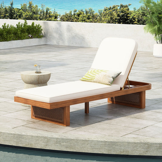 Coastal Luxe Teak Adjustable Chaise Lounge