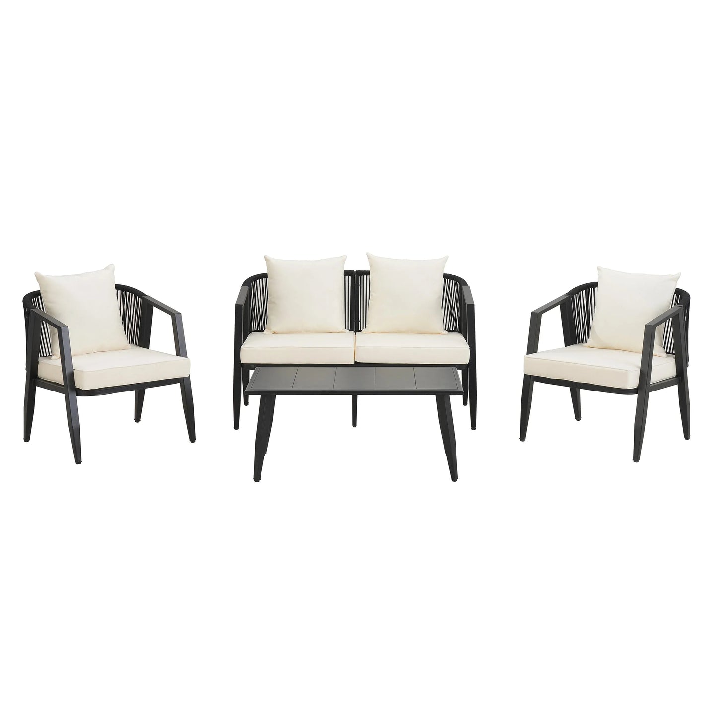 Coastal Lux Noir 4pc outdoor lounge set