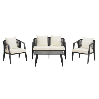 Coastal Lux Noir 4pc outdoor lounge set