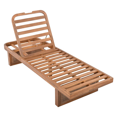 Coastal Luxe Teak Adjustable Chaise Lounge