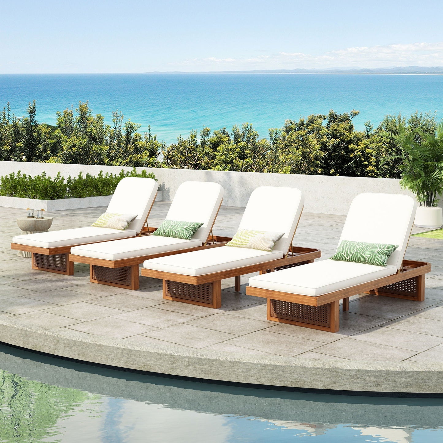 Coastal Luxe Teak Adjustable Chaise Lounge