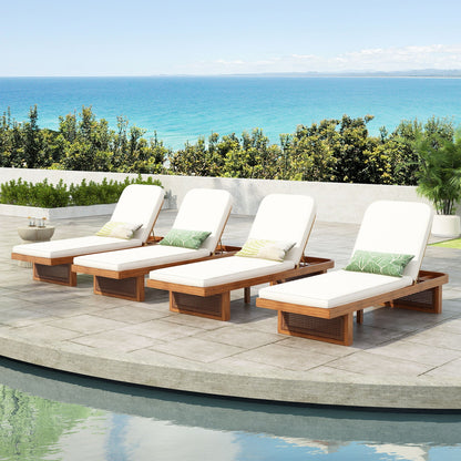 Coastal Luxe Teak Adjustable Chaise Lounge