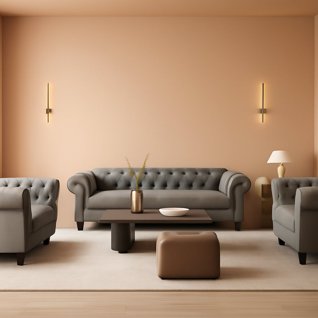 Regal Haven 3-Piece Velvet Chesterfield Seating Set