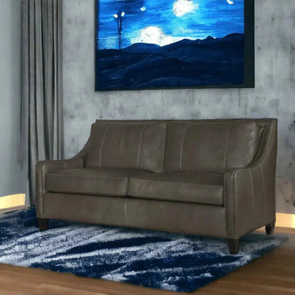 Renato Leather Sofa Two Cushion Bench Built USA
