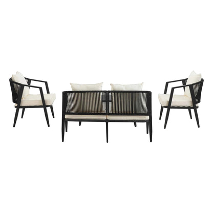 Coastal Lux Noir 4pc outdoor lounge set