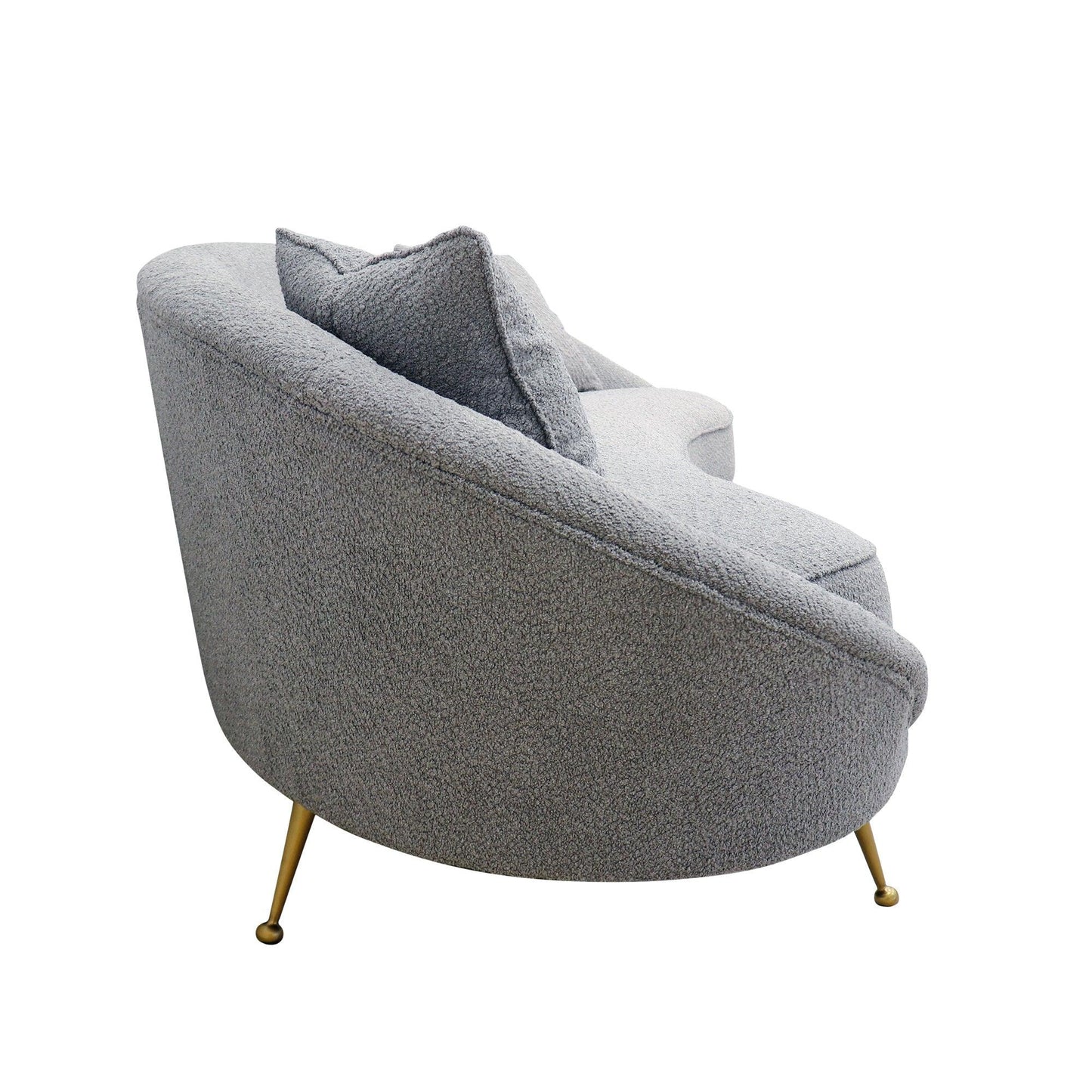 Canvello Textured Fabric Curved Sofa, Grey