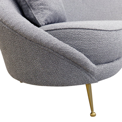 Canvello Textured Fabric Curved Sofa, Grey