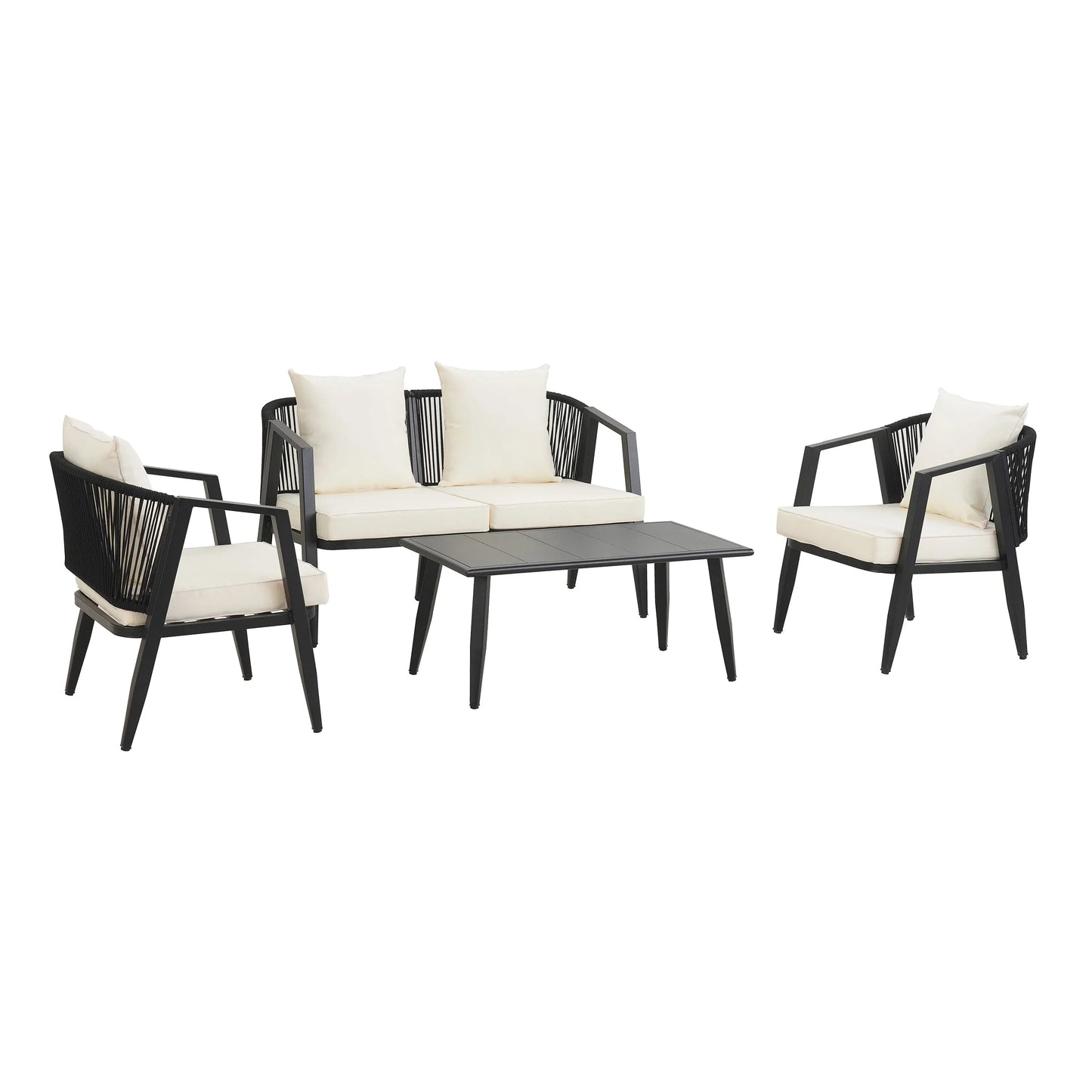 Coastal Lux Noir 4pc outdoor lounge set