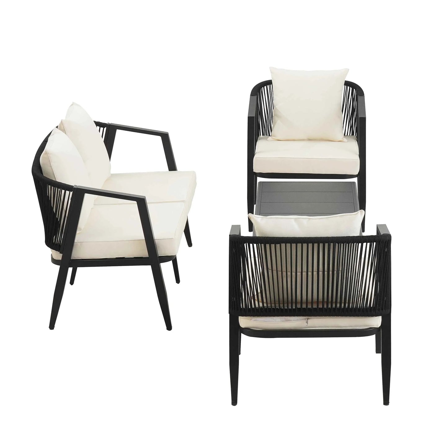 Coastal Lux Noir 4pc outdoor lounge set