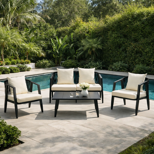Coastal Lux Noir 4pc outdoor lounge set