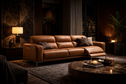 The Verona Camel Power Reclining Sofa